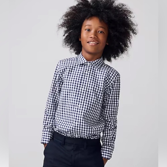 J Crew Crewcuts Boy’s Ludlow Navy and White Button Down Cotton Shirt Size 14 - Picture 1 of 8